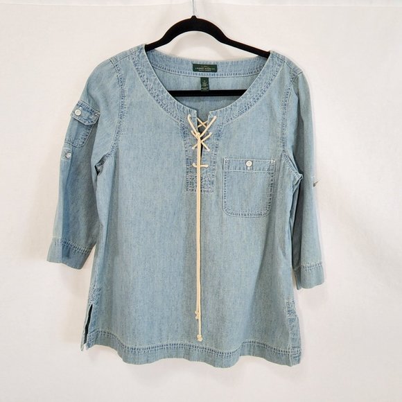 Vintage LRL JEANS CO. RALPH LAUREN Denim Tunic/Shirt Loose Fit Size M Exc. Cond. - Picture 3 of 16